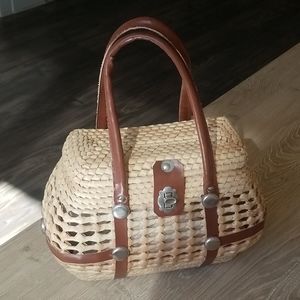 Handmade woven wicker rattan bag